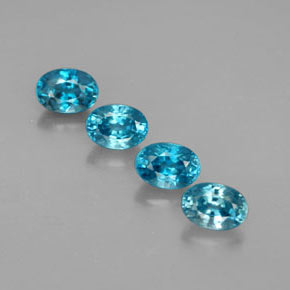 3.51 ct Blue Zircon Stone, Natural Zircon in Oval Facet Shape for Sale