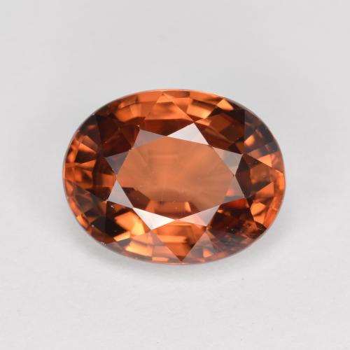 Medium-Dark Orange Zirkon Edelstein - 3.1ct Oval facettiert (ID: 318488)