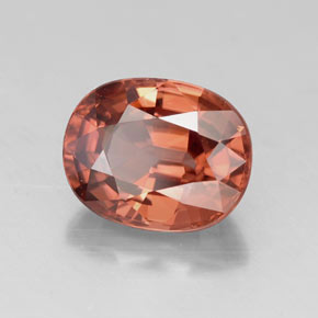 3.41 ct Red Zircon Stone, Natural Zircon in Oval Facet Shape for Sale