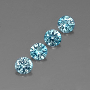 1.53 ct Blue Zircon Stone, Natural Zircon in Diamond-Cut Shape for Sale