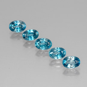 3.88 ct Blue Zircon Gemstone, Zircon Gem in Oval Facet Shape for Sale.