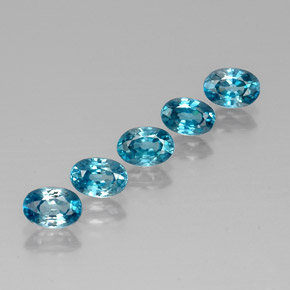 3.88 ct Blue Zircon Stone, Natural Zircon in Oval Facet Shape for Sale