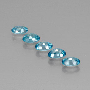 Zircon Gemstones in 6 x 4 mm (calibrated) Size for Sale, Zircon Stones in Medium Blue Green Color