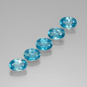 3.51 ct Blue Zircon Stone, Natural Zircon in Oval Facet Shape for Sale
