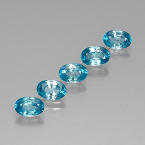 3.72 ct Blue Zircon Stone, Natural Zircon in Oval Facet Shape for Sale
