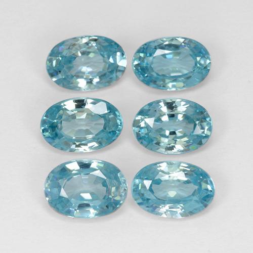 ブルー ジルコン 宝石 - 0.8ct オーバル ファセット (ID: 323215)