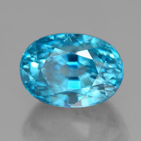 7.24 ct Blue Zircon Stone, Natural Zircon in Oval Facet Shape for Sale