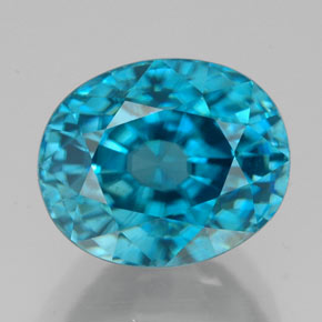 8.45 ct Blue Zircon Gemstone, Zircon Gem in Oval Facet Shape for Sale.