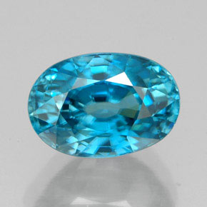 5.47 ct Blue Zircon Gemstone, Zircon Gem in Oval Facet Shape for Sale.