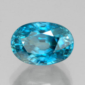 5.47 ct Blue Zircon Stone, Natural Zircon in Oval Facet Shape for Sale