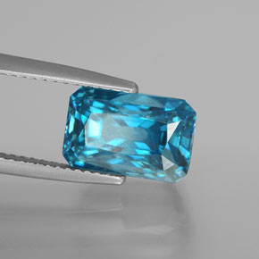 9.03 ct Blue Zircon Stone, Natural Zircon in Octagon / Scissor Cut Shape for Sale