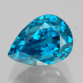 7.72 ct Blue Zircon Gemstone, Zircon Gem in Pear Facet Shape for Sale.