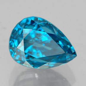 7.72 ct Blue Zircon Stone, Natural Zircon in Pear Facet Shape for Sale