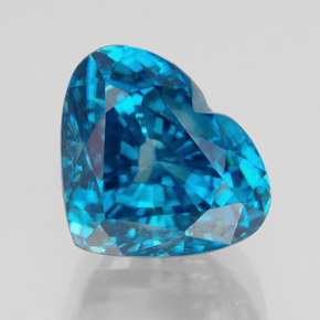 7.34 ct Blue Zircon Gemstone, Zircon Gem in Heart Facet Shape for Sale.