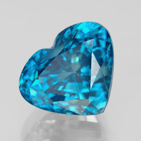 7.34 ct Blue Zircon Stone, Natural Zircon in Heart Facet Shape for Sale