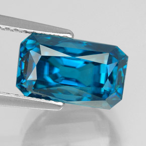 6.87 ct Blue Zircon Gemstone, Zircon Gem in Octagon / Scissor Cut Shape for Sale.