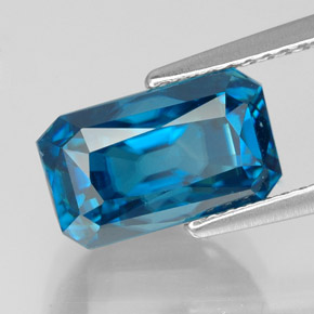 6.87 ct Blue Zircon Stone, Natural Zircon in Octagon / Scissor Cut Shape for Sale
