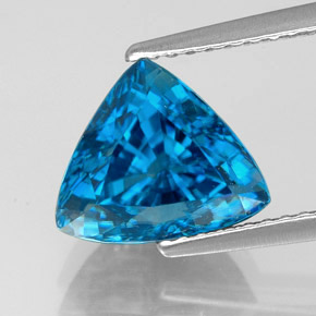 5.09 ct Blue Zircon Gemstone, Zircon Gem in Trillion Facet Shape for Sale.