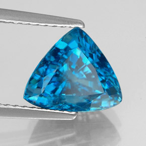 5.09 ct Blue Zircon Stone, Natural Zircon in Trillion Facet Shape for Sale