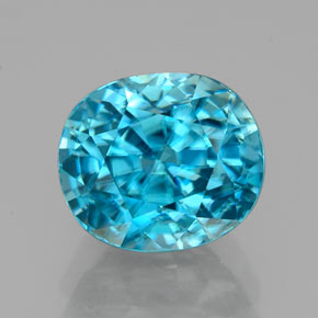 4.07 ct Blue Zircon Gemstone, Zircon Gem in Cushion-Cut Shape for Sale.