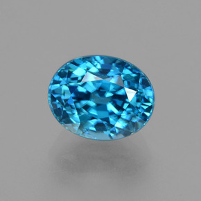 4.37 ct Blue Zircon Gemstone, Zircon Gem in Oval Facet Shape for Sale.