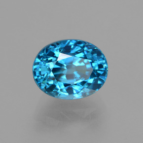 4.37 ct Blue Zircon Stone, Natural Zircon in Oval Facet Shape for Sale