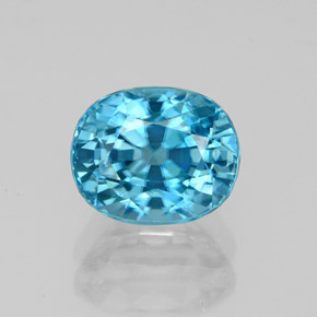 3.11 ct Blue Zircon Gemstone, Zircon Gem in Oval Facet Shape for Sale.
