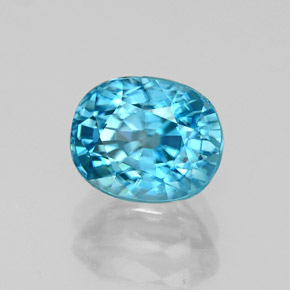 3.11 ct Blue Zircon Stone, Natural Zircon in Oval Facet Shape for Sale