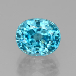 3.68 ct Blue Zircon Gemstone, Zircon Gem in Oval Facet Shape for Sale.