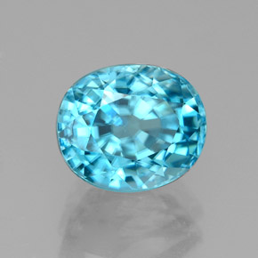 3.68 ct Blue Zircon Stone, Natural Zircon in Oval Facet Shape for Sale
