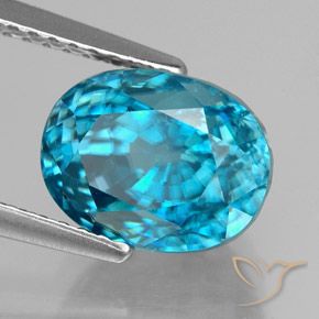 6.30 ct Blue Zircon Stone, Natural Zircon in Oval Facet Shape for Sale