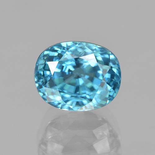 5.64 ct Blue Zircon Gemstone, Zircon Gem in Oval Facet Shape for Sale.