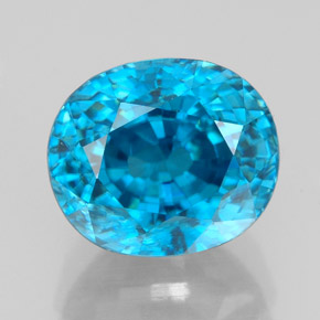 5.64 ct Blue Zircon Gemstone, Zircon Gem in Oval Facet Shape for Sale.