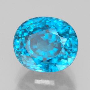 5.64 ct Blue Zircon Stone, Natural Zircon in Oval Facet Shape for Sale
