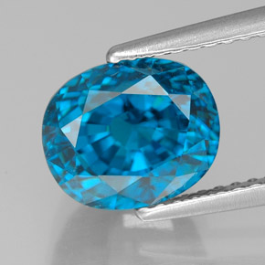 5.40 ct Blue Zircon Gemstone, Zircon Gem in Oval Facet Shape for Sale.
