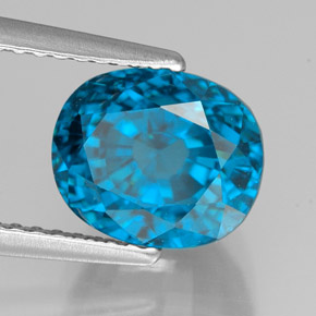 5.40 ct Blue Zircon Stone, Natural Zircon in Oval Facet Shape for Sale