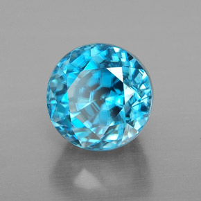 4.38 ct Blue Zircon Stone, Natural Zircon in Round Facet Shape for Sale
