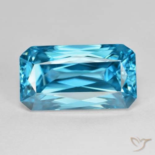 16.8 ct Blue Zircon, 17 x 9.4 mm Octagon Cut From Cambodia, Photo A