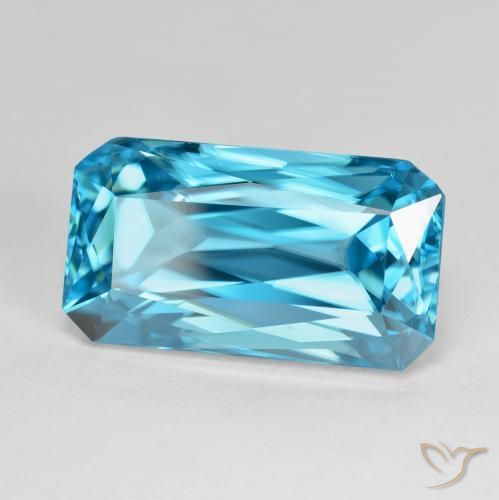 16.80 ct Blue Zircon Stone, Natural Zircon in Octagon / Scissor Cut Shape for Sale