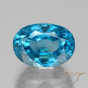 9.25 ct Blue Zircon, 12.2 x 8.7 mm Oval Cut From Cambodia, Photo A