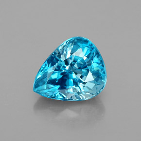 3.00 ct Blue Zircon Gemstone, Zircon Gem in Pear Facet Shape for Sale.