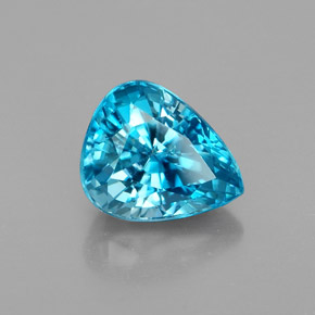 3.00 ct Blue Zircon Stone, Natural Zircon in Pear Facet Shape for Sale