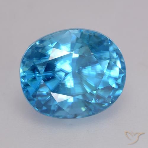 3.06ct Blue Zircon Gemstone | Oval Cut | 7.6 x 6.2 mm | GemSelect