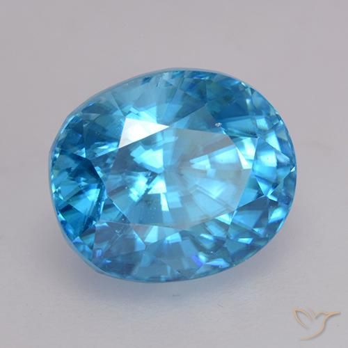 3.06 ct Blue Zircon Stone, Natural Zircon in Oval Facet Shape for Sale