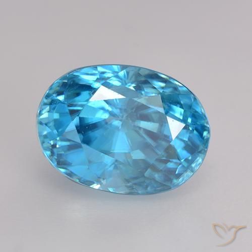 3.66ct Natural Medium Blue Zircon, Oval, VS