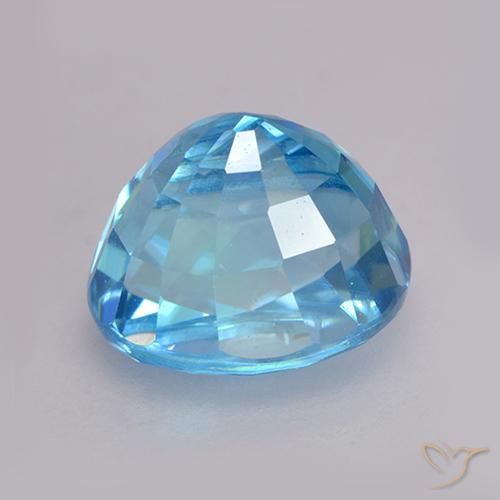 Zircon Gemstone in 8.1 x 6.9 mm Size for Sale, Zircon Stone in Medium Blue Color