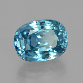 7.22 ct Blue Zircon Stone, Natural Zircon in Oval Facet Shape for Sale