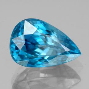 7.47 ct Blue Zircon Stone, Natural Zircon in Pear Facet Shape for Sale