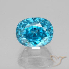 Circón azul de 5,12 quilates, corte ovalado de 9 x 7,3 mm de Camboya, Photo A