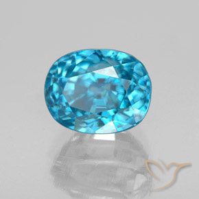5.12 ct Blue Zircon Stone, Natural Zircon in Oval Facet Shape for Sale